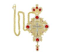 RZRHMUHN Collier avec pendentif en forme de croix pectorale Jésus avec cristaux - Bijoux religieux pour clergé prêtre - Chaîne de 76,2 cm - Coffret cadeau, Small, Zinc, Diamant créé