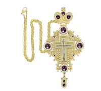 RZRHMUHN Collier avec pendentif en forme de croix pectorale Jésus avec cristaux - Bijoux religieux pour clergé prêtre - Chaîne de 76,2 cm - Coffret cadeau, Small, Zinc, Diamant créé