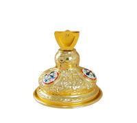 RZRHMUHN Croix de bénédiction orthodoxe avec base, croix d'autel orthodoxe plaquée or avec icônes, croix debout religieuse pour prêtres orthodoxes, liturgie d'église, coin icône maison, Pâques