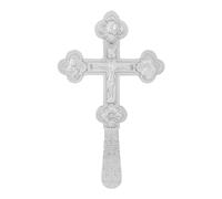 RZRHMUHN Croix orthodoxe, crucifix en métal, croix orthodoxe russe, églises, mariages, funérailles, 21,6 x 12,4 cm (argent)