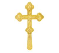 RZRHMUHN Croix orthodoxe, crucifix en métal, croix orthodoxe russe, églises, mariages, funérailles, 21,6 x 12,4 cm (doré)