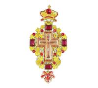 RZRHMUHN Pendentif croix pectorale orthodoxe orientale, alliage de zinc plaqué or, bijou de clergé avec goutte à goutte d'huile et crucifix de Jésus en résine, cadeau religieux avec boîte cadeau de