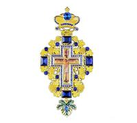 RZRHMUHN Pendentif croix pectorale orthodoxe orientale, alliage de zinc plaqué or, bijou de clergé avec goutte à goutte d'huile et crucifix de Jésus en résine, cadeau religieux avec boîte cadeau de