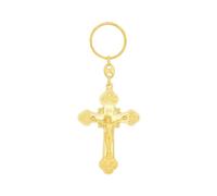 RZRHMUHN Porte-clés en forme de croix orthodoxe russe, crucifix orthodoxe russe, bijou de prière orthodoxe religieuse pour homme et femme, doré, Or