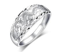 RZRPYFMM 999 Fuß Silber Drachen Und Phoenix Eheringe,Für Männer Und Womengothic Mode Offen Einstellbare Paar Sterling Silber Ringe,Silver men,9