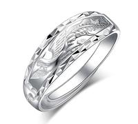 RZRPYFMM 999 Fuß Silber Drachen Und Phoenix Eheringe,Für Männer Und Womengothic Mode Offen Einstellbare Paar Sterling Silber Ringe,Silver ladies,11