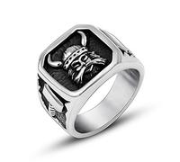 RZRPYFMM Anneau De Tête Viking Odin Personnalité Européenne Et Américaine En Acier Inoxydable Thor Hammer Amulette Anneau Hip Hop Rock Rock Pirate Anneau,Argent,11