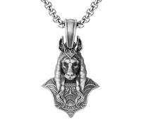 RZRPYFMM Anubis, Dieu De La Mort De L'egypte Ancienne, Pendentif En Étain Pur, Collier Gothique Vintage Anubis Pour Homme,Argent,Pendant + Chain 70cm