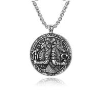 RZRPYFMM Anubis Dieu Rond Marque En Acier Inoxydable Pendentif Collier Ancien Égyptien Dieu Chacal Tête De Mode Collier Viking Hip Hop Locomotive Bijoux,Argent,3.5mm*600mm
