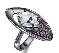 RZRPYFMM Bague Améthyste Larme Verte En Argent S925, Bague Mode Simple,Argent,8