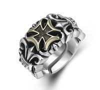 RZRPYFMM Bague Croisée Style Punk Rétro Bague Ouverte Personnalité Masculine S925 Bague Ancre Croix En Argent Thaïlandais,Argent,12
