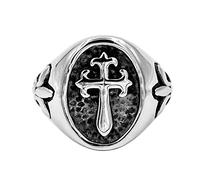 RZRPYFMM Bague Croix En Acier Inoxydable Personnalité Européenne Et Américaine Croix Chevalière Bague De Promesse De Mariage Chrétien Religieux,Argent,11