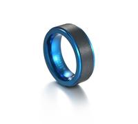 RZRPYFMM Bague En Acier Au Tungstène 8Mm Plaqué Bague De Bijoux En Or Tungstène Bleu/Or/Bague Intérieure Finition Brossée Noire Pour Un Ajustement Confortable,Bleu,11