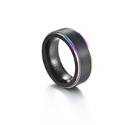 RZRPYFMM Bague En Acier Au Tungstène 8Mm Plaqué Bague De Bijoux En Or Tungstène Bleu/Or/Bague Intérieure Finition Brossée Noire Pour Un Ajustement Confortable,Violet,8