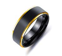 RZRPYFMM Bague En Acier Inoxydable De 8 Mm Bague De Galvanoplastie Lasha En Or Noir Coloré Hommes Et Femmes Goth Punk Locomotive Rock And Roll Bijoux De Fiançailles,D'or,8