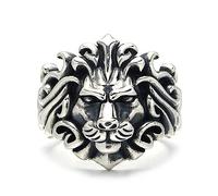 RZRPYFMM Bague En Argent Sterling S925 Lion, Bague Hip Hop Pour Homme, Bague Ouverte Niche En Argent Sterling,Argent,12