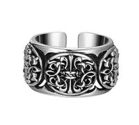 RZRPYFMM Bague En Argent Sterling S925 Pour Hommes Avec Noeud Celtique Version Large Personnalité Rétro Ouverture À La Mode Bague Hip Hop Unique À La Mode,Argent,10