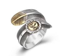 RZRPYFMM Bague Plume Ouverte En Argent Sterling S925 Motif Ethnique Simple Vecteur Bague Plume De Style Indien Indigène,Argent,8