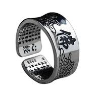 RZRPYFMM Bague Sutra Coeur Rétro En Argent Sterling S999, Bague En Argent Bouddha Lotus Pour Homme Et Femme,Argent,8