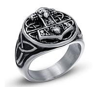 RZRPYFMM Bijoux Viking En Acier Inoxydable Pour Hommes Viking Thor's Hammer Ring/Wolf Head Ring Valknut Warrior's Gothic Jewelry,Noir,10