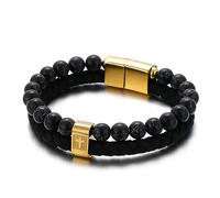 RZRPYFMM Bracelet D'acier Inoxydable Turquoise, Bracelet De Cuir En Forme De Croix Pour Hommes,D'or,21cm