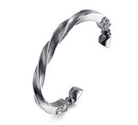 RZRPYFMM Bracelet De Manchette En Fer À Cheval De Cheval De Guerre En Acier Titane Rétro Viking, Bracelet D'ouverture En Fer À Cheval Torsadé Dominateur Bijoux De Moto Punk