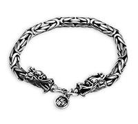 RZRPYFMM Bracelet Dragon En Argent Sterling S925 Pour Homme, Bracelet De Moto À Double Tête De Dragon En Argent Thaïlandais Vintage Gothique,Silver 4mm,18cm