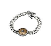 RZRPYFMM Bracelet En Argent Sterling S925 Disque Bouddhiste Rotatif, Bracelet Vintage En Argent Sterling,Argent,18cm