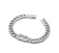 RZRPYFMM Bracelet Monogramme CD En Argent Sterling S925 Pour Homme, Bracelet Simple En Argent Sterling Vintage,Argent,20cm