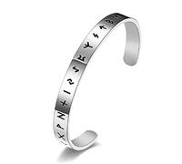 RZRPYFMM Bracelet Ouvert Nordic Viking Rune, Viking Symbol Totem Men's And Women's Cuff Bracelet,Argent