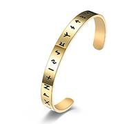 RZRPYFMM Bracelet Ouvert Nordic Viking Rune, Viking Symbol Totem Men's And Women's Cuff Bracelet,D'or