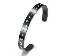 RZRPYFMM Bracelet Ouvert Nordic Viking Rune, Viking Symbol Totem Men's And Women's Cuff Bracelet,Noir