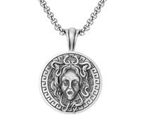 RZRPYFMM Collier Gothique Vintage En Acier Inoxydable, Pendentif En Étain Pur De La Reine Méduse Pour Hommes,Argent,Single Pendant