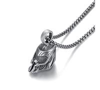 RZRPYFMM Collier Pendentif Casque Guerrier Spartiate Collier Hip Hop Pur Étain Pour Hommes Bijoux Scandinaves,Argent,60