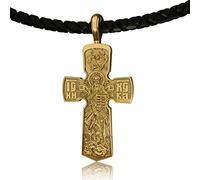 RZRPYFMM Collier Pendentif Croix Religieuse Collier Saint Benoît Pendentif Croix Jésus Avec Chaîne Baptême Bijoux Chrétiens Acier Inoxydable/Or 18K,D'or,55
