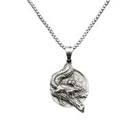 RZRPYFMM Collier Pendentif Écureuil Vintage En Acier Inoxydable Pour Hommes Pendentif Écureuil Animal Viking Nordique Collier Punk De Rue,Argent,70cm