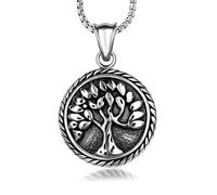 RZRPYFMM Collier Pendentif En Acier Inoxydable Arbre De Vie Viking Locomotive Punk Accessoires Pendentif Chanceux Universels Pour Hommes Et Femmes,Argent,60