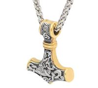 RZRPYFMM Collier Pendentif Marteau De Viking Thor Pour Hommes Et Femmes Bijoux Scandinaves Nordiques En Acier Inoxydable 316L,Argent,60