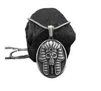 RZRPYFMM Collier Pendentif Tête De Mort Pharaon Égyptien Pour Hommes Et Femmes Pendentif Pharaon Rétro En Étain Pur/Démon Crâne/Oeil D'horus