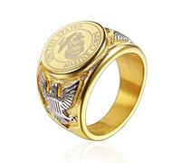 RZRPYFMM Insigne De L'armée Américaine Aigle Bague En Acier Inoxydable Bague Pour Hommes Aigle Logo Personnalité Bague Soldat Accessoires Quotidiens,D'or,13