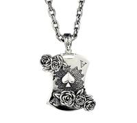 RZRPYFMM Pendentif Ace of Spades En Argent Sterling S925 Pour Homme, Collier Gothique Vintage En Corde De Chanvre,Argent,Pendant + Chain 50cm