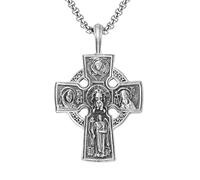 RZRPYFMM Pendentif Croix Chrétienne En Étain Pur Pour Homme, Collier Croix Gothique Vintage Jésus,Argent,Single Pendant
