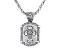 RZRPYFMM Pendentif Croix Religieuse En Étain Pur Pour Homme, Collier Croix Chrétienne Vintage Gothique,Argent,Pendant + Chain 60cm