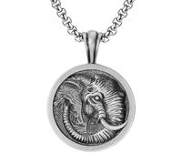 RZRPYFMM Pendentif En Étain Pur Pour Homme, Collier Gothique Vintage À Tête D'éléphant,Argent,Single Pendant
