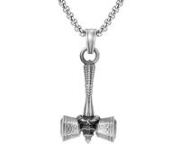 RZRPYFMM Pendentif Homme Marteau De Thor En Étain Pur, Collier Vintage En Acier Inoxydable Avec Marteau De Viking,Argent,Pendant + Chain 70cm