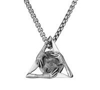 RZRPYFMM Pendentif Homme Oeil D'horus En Étain Pur, Collier Oeil Du Diable Vintage Gothique,Argent,Pendant + Chain 60cm