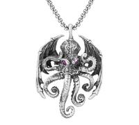 RZRPYFMM Pendentif Homme Pieuvre Monstre De Mer En Étain Pur, Collier Pieuvre Vintage Gothique Viking,Argent,Pendant + Chain 60cm