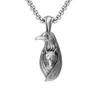 RZRPYFMM Pendentif Homme Tête De Loup Aigle En Étain Pur, Collier Tête De Loup Vintage Gothique Viking,Argent,Single Pendant