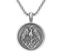 RZRPYFMM Pendentif Phoenix En Étain Pur Pour Homme, Collier Phoenix Vintage Gothique Viking,Argent,Single Pendant