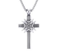 RZRPYFMM Pendentif Pour Hommes Chrétiens En Étain Pur, Collier De Traversée Rétro Gothique,Argent,Pendant + Chain 50cm